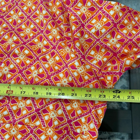 Talbots Petites Colorful Orange Top Split V Mock Neck 3/4 Sleeve Side Zip Sz XL - Picture 9 of 11